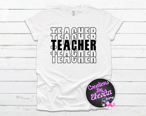 Black Stacked Teacher Shirt