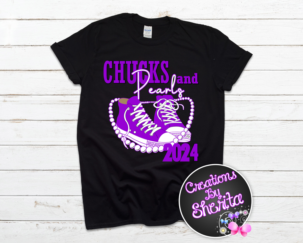 Purple Chuck and Pearls Shirt