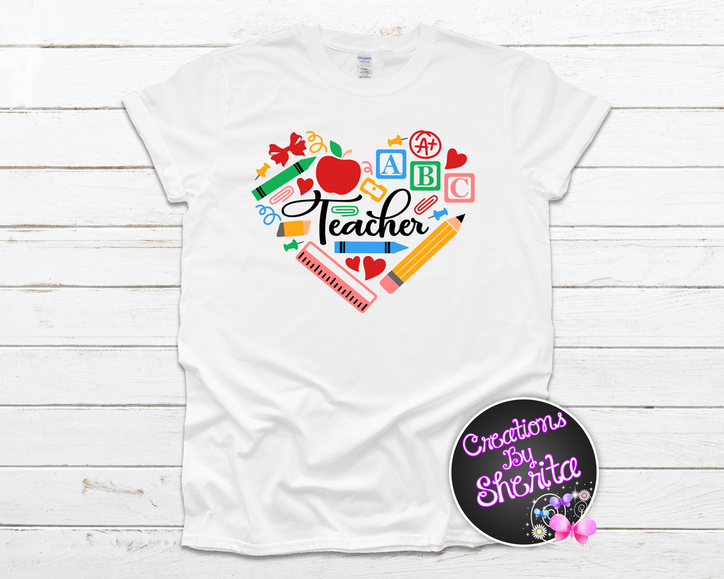 Teacher Heart White Shirt