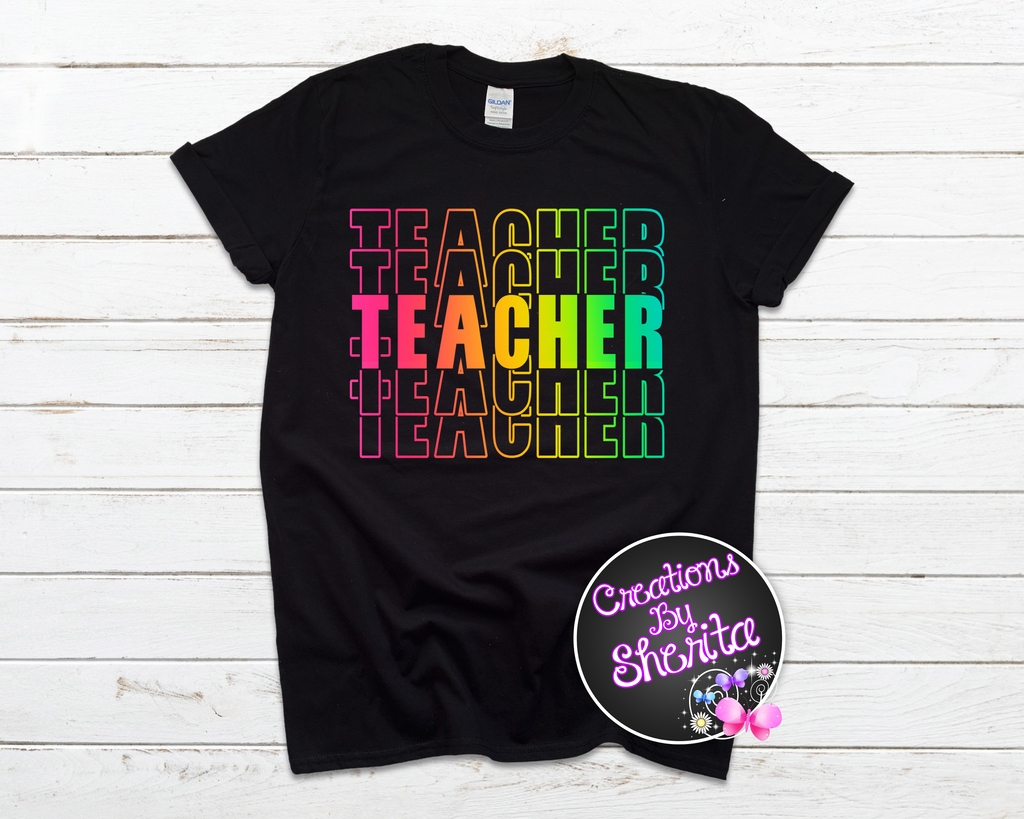 Colorful Stacked Teacher Shirt